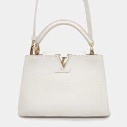 Louis Vuitton White Taurillon Leather Capucines Bag Size BB
