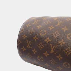 Louis Vuitton Brown Orange Coated Canvas Leather Monogram Macassar Soft Polochon Mm Handbag