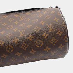 Louis Vuitton Brown Orange Coated Canvas Leather Monogram Macassar Soft Polochon Mm Handbag