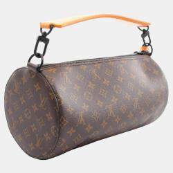 Louis Vuitton Brown Orange Coated Canvas Leather Monogram Macassar Soft Polochon Mm Handbag