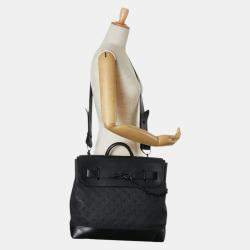 Pre Owned Louis Vuitton Noir Black Taurillon Leather Monogram Eclipse Steamer Pm Handbag