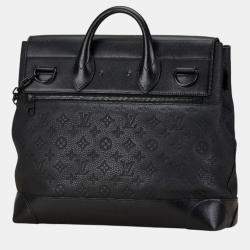 Pre Owned Louis Vuitton Noir Black Taurillon Leather Monogram Eclipse Steamer Pm Handbag