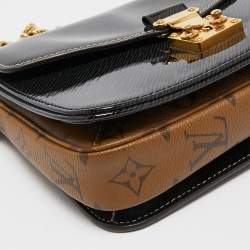 Pre Owned Louis Vuitton Black Shiny Epi Reverse Monogram Pochette Metis Mini Bag