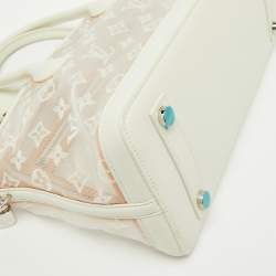 Pre Owned Louis Vuitton White Monogram Transparence Mesh Lockit East/West Bag