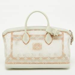 Pre Owned Louis Vuitton White Monogram Transparence Mesh Lockit East/West Bag