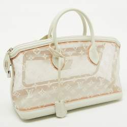Pre Owned Louis Vuitton White Monogram Transparence Mesh Lockit East/West Bag