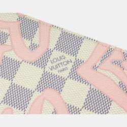 Pre Owned Louis Vuitton Pink Canvas Damier Azur Wallet