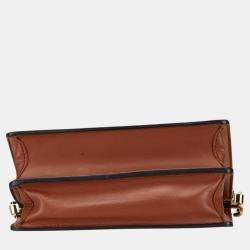 Pre Owned Louis Vuitton Brown Coated Canvas Leather Monogram Reverse Dauphine Mm Chain Shoulder Bag