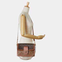 Pre Owned Louis Vuitton Brown Coated Canvas Leather Monogram Reverse Dauphine Mm Chain Shoulder Bag