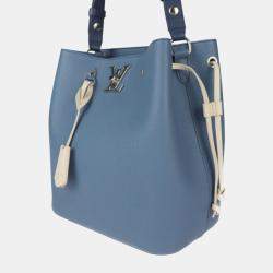 Louis Vuitton Taurillon Leather Blue Jean Lock Me Bucket Handbag