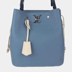 Louis Vuitton Taurillon Leather Blue Jean Lock Me Bucket Handbag