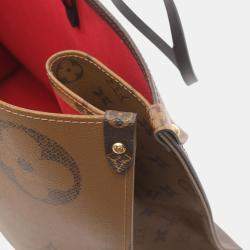 Louis Vuitton Brown Coated Canvas Leather On The Go Gm Monogram Giant Reverse Shoulder Bag