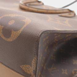 Louis Vuitton Brown Coated Canvas Leather On The Go Gm Monogram Giant Reverse Shoulder Bag