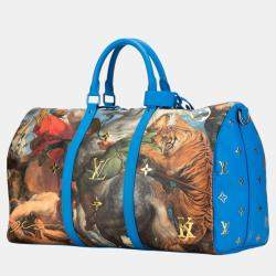Louis Vuitton Blue Multicolor Pvc Leather Keepall Bandouliere 50 Boston Bag