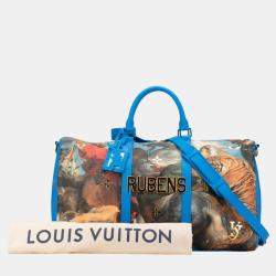 Louis Vuitton Blue Multicolor Pvc Leather Keepall Bandouliere 50 Boston Bag