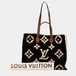 Pre Owned Louis Vuitton Brown Beige Mouton Monogram Teddy OnTheGo GM Tote Bag