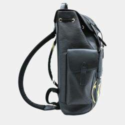 مملوكة مسبقًا حقيبة ظهر لوي فيتون كريستوفر PM إبي LV دائرة جلدية سوداء