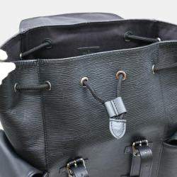 مملوكة مسبقًا حقيبة ظهر لوي فيتون كريستوفر PM إبي LV دائرة جلدية سوداء