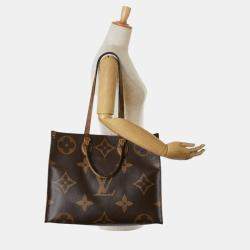 Pre Owned Louis Vuitton Brown Pvc Leather Monogram Reverse OnTheGo MM Handbag