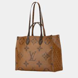 Pre Owned Louis Vuitton Brown Pvc Leather Monogram Reverse OnTheGo MM Handbag