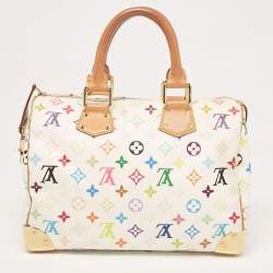 Pre Owned Louis Vuitton White Monogram Multicolore Canvas Speedy 30 Bag