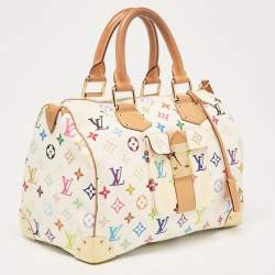 Pre Owned Louis Vuitton White Monogram Multicolore Canvas Speedy 30 Bag