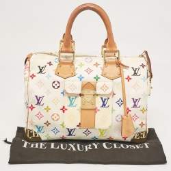 Pre Owned Louis Vuitton White Monogram Multicolore Canvas Speedy 30 Bag