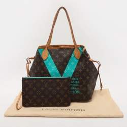 Louis Vuitton Turquoise Monogram V Canvas Neverfull MM Bag