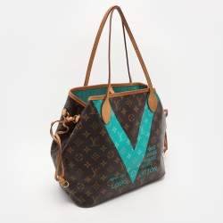Louis Vuitton Turquoise Monogram V Canvas Neverfull MM Bag
