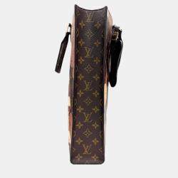 Louis Vuitton Brown Monogram Canvas, Leather Sac	Plat Tote  Bag