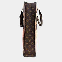 Louis Vuitton Brown Monogram Canvas, Leather Sac	Plat Tote  Bag