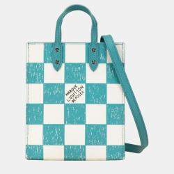 Pre Owned Louis Vuitton Green White Damier Checkerboard Sac Plat XS Shoulder Bag