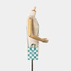 Pre Owned Louis Vuitton Green White Damier Checkerboard Sac Plat XS Shoulder Bag