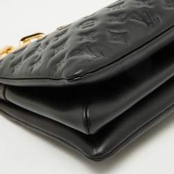 Louis Vuitton Black Monogram Embossed Leather Coussin MM Bag