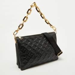 Louis Vuitton Black Monogram Embossed Leather Coussin MM Bag