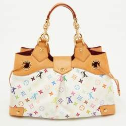 Pre Owned Louis Vuitton White Multicolore Monogram Canvas Ursula Bag