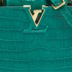 Pre Owned Louis Vuitton Emerald Alligator Mini Capucines Bag