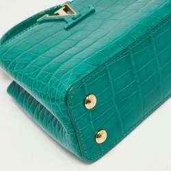 Pre Owned Louis Vuitton Emerald Alligator Mini Capucines Bag