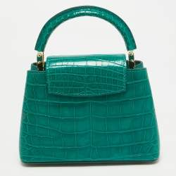 Pre Owned Louis Vuitton Emerald Alligator Mini Capucines Bag
