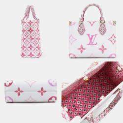 Pre Owned Louis Vuitton White/Pink Leather By The Pool OnTheGo PM Handbag