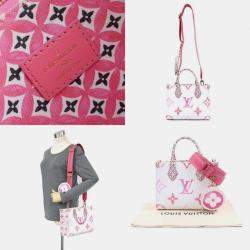 Pre Owned Louis Vuitton White/Pink Leather By The Pool OnTheGo PM Handbag