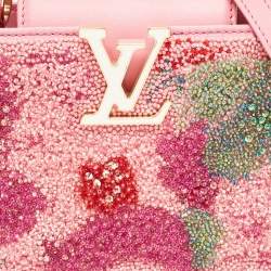 Louis Vuitton Rose Embroidered Satin Capucines Capushell Mini Bag