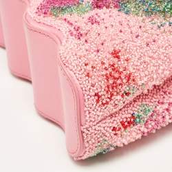 Louis Vuitton Rose Embroidered Satin Capucines Capushell Mini Bag