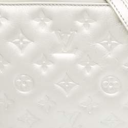 Pre Owned Louis Vuitton Silver Monogram Embossed Puffy Leather Coussin BB Bag