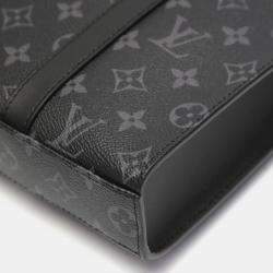 Pre Owned Louis Vuitton Black Monogram Eclipse Sac Plat Tote Bag