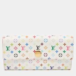Pre Owned Louis Vuitton White Monogram Multicolore Canvas Sarah Wallet