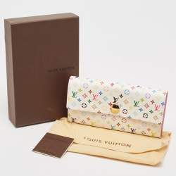 Pre Owned Louis Vuitton White Monogram Multicolore Canvas Sarah Wallet