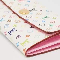 Pre Owned Louis Vuitton White Monogram Multicolore Canvas Sarah Wallet