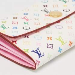 Pre Owned Louis Vuitton White Monogram Multicolore Canvas Sarah Wallet