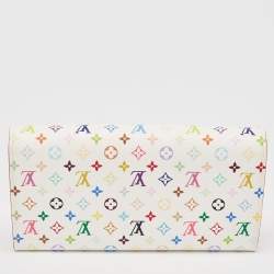 Pre Owned Louis Vuitton White Monogram Multicolore Canvas Sarah Wallet